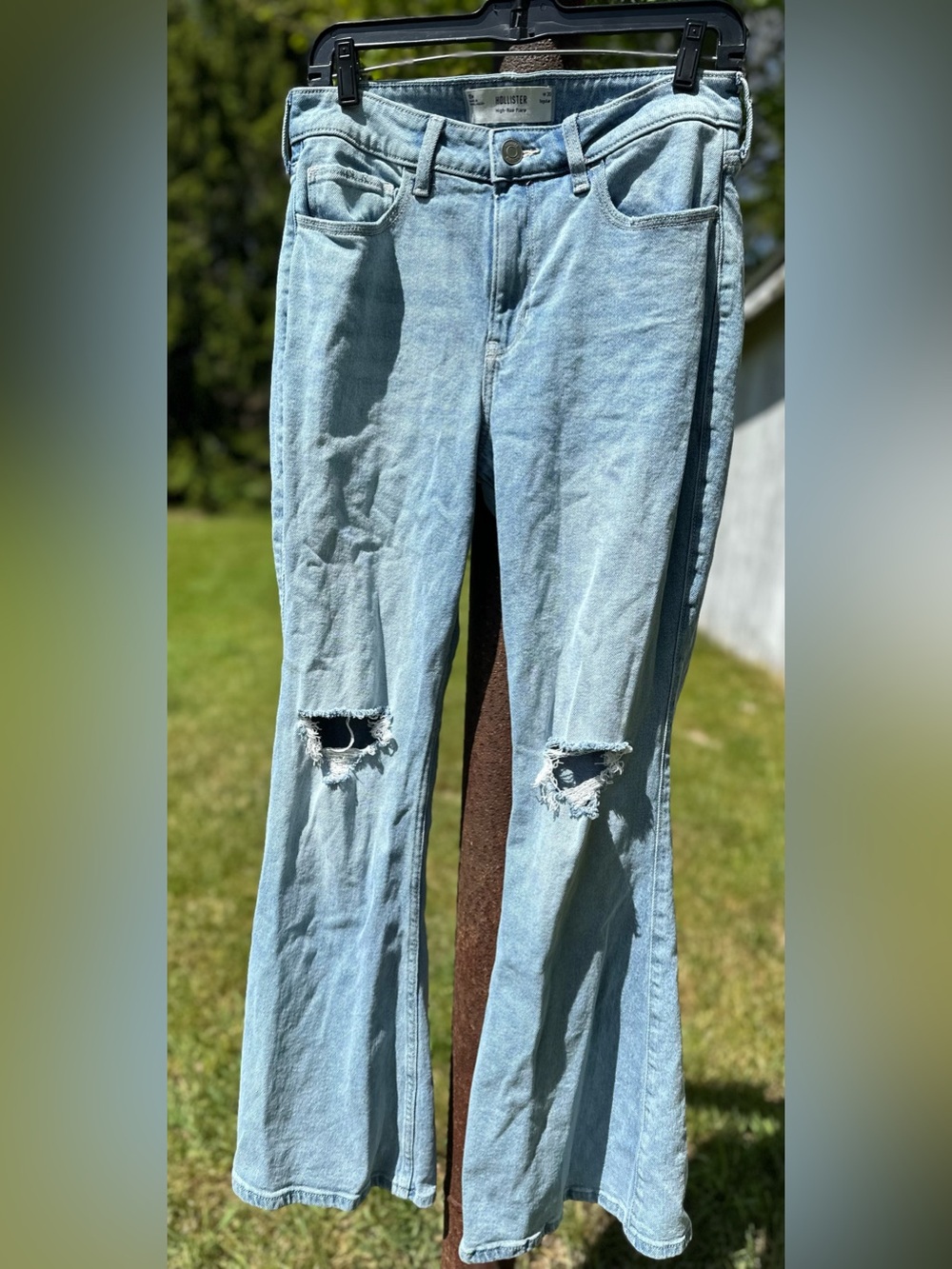 Hollister Light Blue Distressed Wide-Leg Jeans - Picture 1 of 3